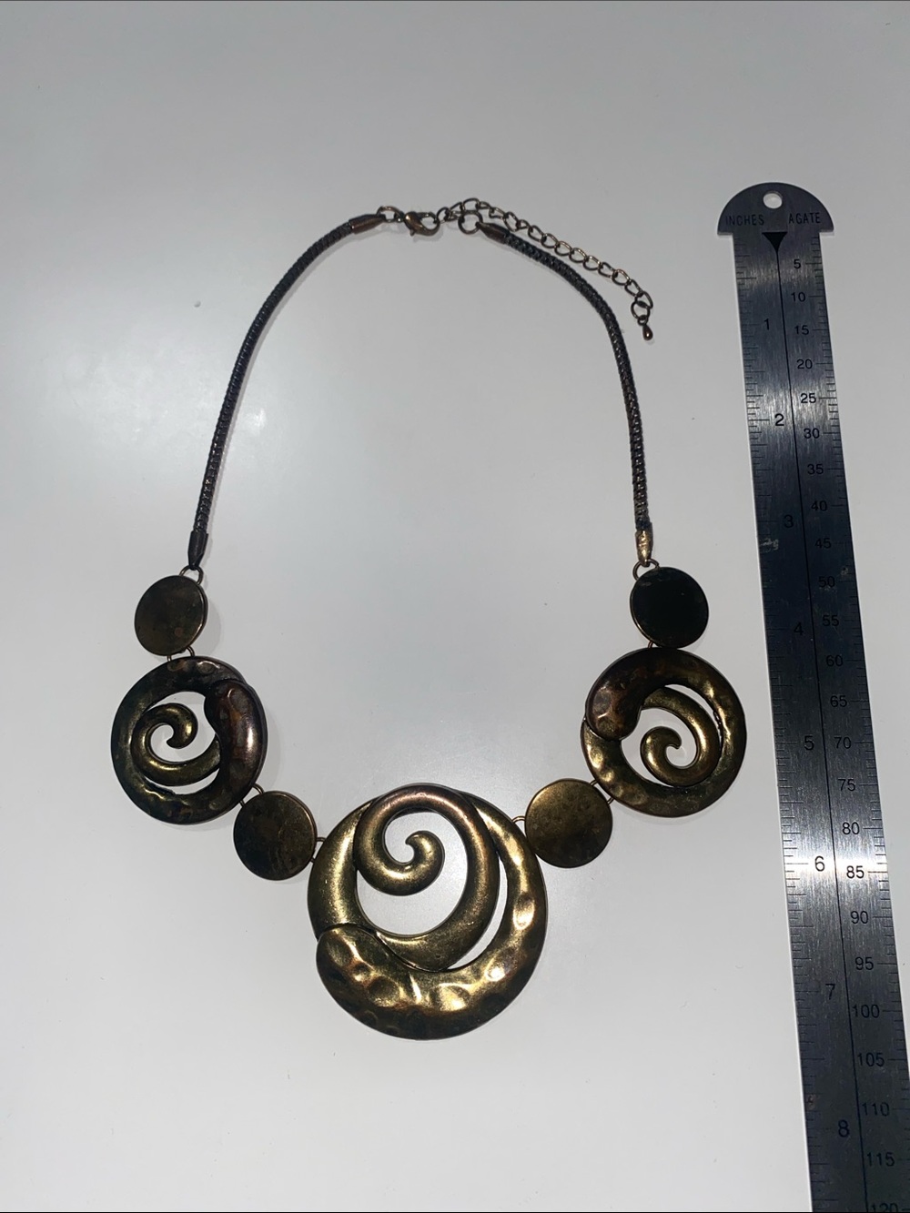 Vintage Handcrafted Spiral Statement Necklace in Antique Gold Tone - Picture 3 of 5